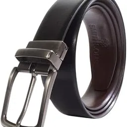 smithsons Plain Italian Reversible PU Leather Belt for Men Black Brown, Classic Double-Sided Design, Stylish Reversible Belt for Casual, Golf, Dress Pants, Shirts, Versatile Durable Waist-picture-36