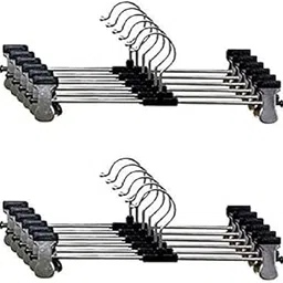 SVDK Metal Adjustable Non Slip Clips | Space Saving Swivel Hook | Cloths Pants Skirt Children Shorts Hanger | Slack Jacket Dress Shirt Clothes Scarf Saree Coat (Colour - Black : Pack of 12)-picture-38