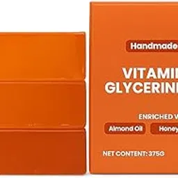 BARQUOS Handmade Soap Vitamin C & Glycerine Glow Deeply Nourishing Formula with Almond Oil, Vitamin E SLS & Paraben Free Natural Oil Moisturizing Skin & Body Men & Women 375g Pack of 3-picture-46