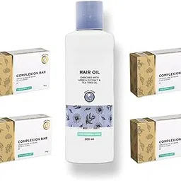 Hair Oil with Arnica and Tea Tree Oil, 200ml, Non-Greasy Formula & Complexion Bar with Kesar and Honey, 75g, 4-Pack-picture-56