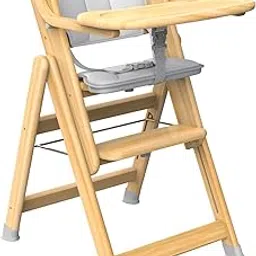 Autoru Wooden High-Chair H1 with Grey Cushion | Foldable | 3 Adjustable Height Levels-picture-17