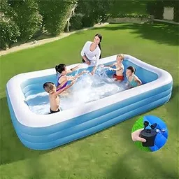 Inflatable Pool for Adults,Blow Up Pool with Air Pump,Ball Pit,120" X 72" X 22" Thickened Large Family Swimming Pool for Outdoor,Garden,Backyard,Summer Water Party (Blue-Large)-picture-44