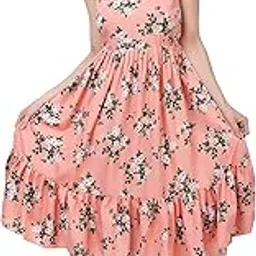 first arrival Women's Crepe A-Line Knee Length Dress | Western Sleeveless Dress for Girls | Flared Frock | Frill Midi | Knee Gown-picture-11