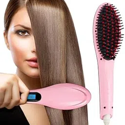 Electric Fast Hair Straightener Comb Brush with LCD Screen Temperature Ceramic Hair Straightener Brush for Women image 1