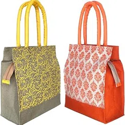 FOONTY Daily Use Women Jute Lunch Bags(Combo Of 2,Multicolor, 11 Liter)-picture-43