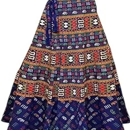 Women's Cotton Jaipuri Sanganeri Print Fashion Skirt - Wrap Around Maxi, Mandala Hand Block Rajasthani Long Colored (Free Size)-image-6