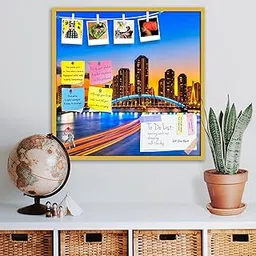 ArtzFolio Tokyo Residential Skyscrapers, Japan | Bulletin Board Notice Pin Board | Vision Soft Board Combo with Thumb Push Pins & Sticky Notes | Golden Frame | 20 x 20 inch (51 x 51 cms)-picture-39