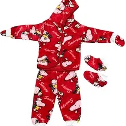 BOC (Bundle of comfort) Snoopy Snuggle Suit – Warm Hooded Baby Winter Suit with Top, Bottom, Booties & Mittens | Soft Fleece Outfit for Infants | Cute and Comfortable Cold Weather Wear-picture-11