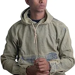 dukbuk fashions Denim Hoodie | Retro Streetwear Style | Comfortable Breathable Denim Hoodie for Men | Dyed Finish | Soft Mid Weight Fabric | Drawstring Hood |-picture-36
