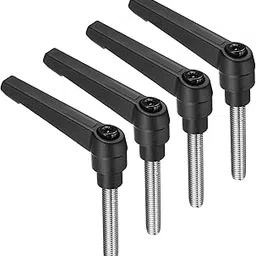 uxcell 4pcs Clamping Lever Handles, M8 x 45mm 304 Stainless Steel Threaded Male Stud, Adjustable Handles Locking Quick Release Ratchet Push Button Bolt Knobs, Black-picture-13