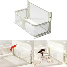 Metreno 12 Gear Baby Bed Rail Guard for Baby Safety Bed for Babies at Home Bed Protector for Kids Foldable & Height Adjustable Railing Guard Toddler Bedrail for New Born (Beige)-picture-19
