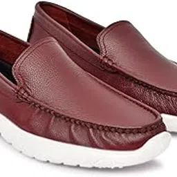 pono Mens Genuine Leather Cherry Loafers | Slip-On Casual & Formal Shoes for Office-picture-20