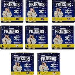 Friends Overnight Unisex Adult Diapers Tape Style-10 Count/Pack (Large) With Odour Lock And Anti-Bacterial Absorbent Core- Waist Size 38-60 Inches ; 96.52-152.40 Cm (Pack 8, 80 Count)-picture-12