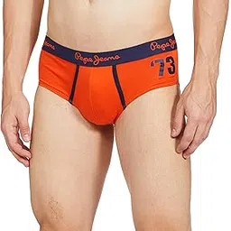 pepe jeans Cotton Men's Briefs Regular Letter Print (Pack of 3) (CLB04_NEON Orange_Small)-picture-17