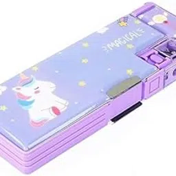 Parshya Plastic Magical Multifunctional Cute School Pencil Box For Girls and Boys, Unicorn Compass Box, Magnetic (Magical Purple)-picture-18