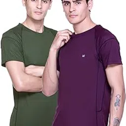 white moon Gym T Shirts for Men Workout Combo, Dryfit Tshirt for Men, Quick-Dry, Anti-Odor Sports Tshirt, Lightweight & Breathable, Everyday, (Pack of 2) Airforce, CGreen-picture-37