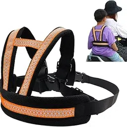 SNOWIE SOFT® Kids Safety Belt for Two Wheeler with Reflective Strips, Portable Seat Belt Children Motorcycle Harness for Motorcycle Bike, Adjustable Safety Harness for Kids (Orange)-image-93