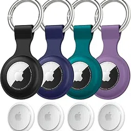 Vancle Compatible with Apple Airtag Soft Silicone Airtag Holder with Keychain Waterproof Airtag Case Airtag Cover for Air tag Key Finder Tracker Finder (Black/Dark Green/Navy Blue/Purple)-picture-19