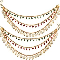 zeneme Women's Golden Gold Plated Long Hair Chain Jewellery Earring-picture-33