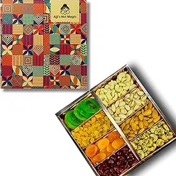 Ajji's Nut Magic Dry Fruit Gift Boxes | Premium 8-in-1 Dry Fruit Gift Box (500g) Almonds, Pistachios, Cashews, Cranberries, Fruit Mix, Peri Peri Almonds, Pineapple Coins, and Apricots Mix Dry Fruits Pack, Diwali dryfruit Gift Box, Combo Dry Fruits, Diwali Gift Box 500g | Gift Hamper for all ocassions-Combo 1-picture-12
