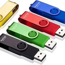 16GB USB Flash Drives, USB Stick, Thumb Drive Rotated Design, Memory Stick with LED Light for External Storage and Backup Data, Jump Drive, 5 Pack 16GB (5 Colors: Gold Black Green Red Blue)-image-0