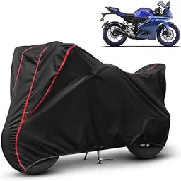 AYSHU Water Resistant Bike Cover Dustproof UV Protection Bike Body Cover for Yamaha R15 V4 All-Weather Protection with Red Piping - (Black)-picture-20