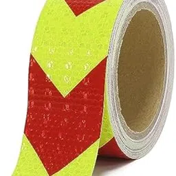 FLUZOV Reflective Tape, Waterproof Self Adhesive Dot Reflective Tape Outdoor Safety Caution Reflector for Trailers, Bikes, Cars (ARROW RED & Lite Green 5CMX10M)-image-36