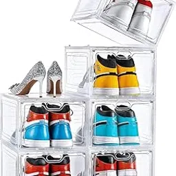 Suicune Drop Front Shoe Box,Set of 1,Stackable Plastic Shoe Box with Clear Door, As Shoe Storage Box and Clear Shoe Box,For Display Sneakers,Easy Assembly,Fit up to US Size 12-image-42