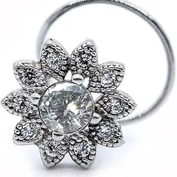 jsaj Stone Nose Pin Wire Nose Pin in Pure 92.5 Sterling Silver-picture-24