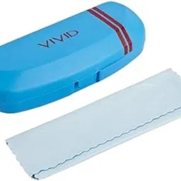 vivid Vision Unisex Adult Lightweight Eyewear Specs Case Cover | Free With Cleaning Cloth | Protect Eye Glasses | Plastic | Spectacles | Cases | AP - 272_SKYBLUE - RED with Cloth-picture-25