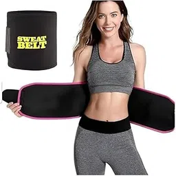 HORSE FIT Sweat Belt for Men & Women Belly Fat Made of Neoprene, Stomach Belt for Men and Women Non-Tearable, Sauna Belt for Tummy Exercise Fitness Waist Trainer (Waist SIze:- 24 to 44 CM) Black-image-7