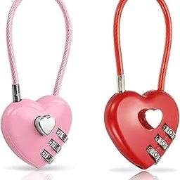 kalamkarix Luggage Locks, Travel Accessories, Number Lock, Red and Pink Heart-Shaped Password Lock Set (1 Pink, 1 Red)-picture-35
