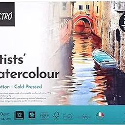 BRUSTRO Artist Watercolour Pad Cold Pressed 300 GSM 25% Cotton A3 - (12 + 4 Free Sheets)-picture-22