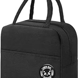 SANWALSA (Black Insulated Aluminium Foil Portable Resuable Nylon Lunch Bag for Office, College, Picnic, Travel. Leakproof Tote Bag for Men and Women-picture-21
