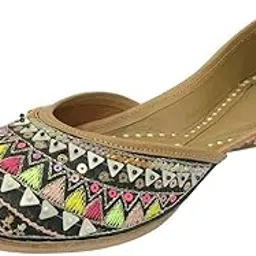 eshoe ethnic Juttis for Women Wedding Mojaris for Women's Ethnic Handmade Bridal Flats Shoes Multicolor-picture-17