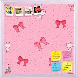 ArtzFolio Pink Bows | Bulletin Board Notice Pin Board | Vision Soft Board Combo with Thumb Push Pins & Sticky Notes | White Frame | 24 x 24 inch (61 x 61 cms)-image-26