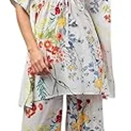 winered Woman Floral Print Kaftan Night-Suit Set with Scrunchie-picture-31