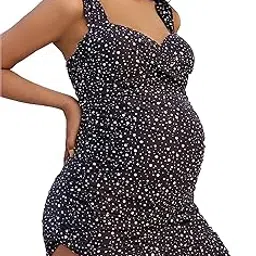 Maternity One Piece Swimsuit Tankini with Skirt Pregnancy Bathing Suit Dress Plus Size Swim Dress-image-26