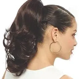 Rizi Wavy Curly Ponytail Holder Synthetic Fiber hair Extension Wig Claw for Women-11 Inch Long (Brown)-image-1