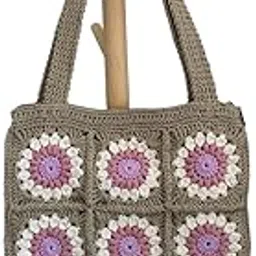 I.F.H Crochet Tote Bag, Granny Square, Beach, Shoulder Bag, Crochet Bag with Zipper, Gift for Women, Summer Beach, Pink Bag,-picture-27