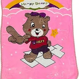 BOC (Bundle of comfort) Little Cub Mink Baby Blanket | Soft & Cozy Bear Print Blanket | Lightweight, Warm & Gentle Cover for Infants & Toddlers | Ideal for Naps, Travel & Everyday Use - Pink image 1