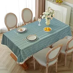 Cortina Tablecloth for Dining Table Waterproof Table Cover, Cotton Linen Fabric Rectangle Tablecloth,150L x 120W Centimeters (Light Grey, 4 Seater)-picture-10