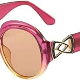 Round Women's Sunglasses with Color Hollow Out Wide Leg Frame | Stylish Printed Eyeglass for UV Protection-picture-45