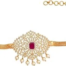 kushal's Fashion Jewellery Ruby Gold Polished Copper Zircon Belt with Adjustable Chain, Best for Festive Season & Special Occasion-picture-33