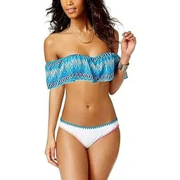 hula honey Junior's Festival Dream Crochet Off-The-Shoulder Flounce Underwire Bikini Top-picture-31