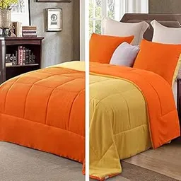Homespun Soft Microfibre Comforter Blanket Lightweight Reversible Quilt Duvet All Weather, Single Bed, Yellow and Orange Color-image-73