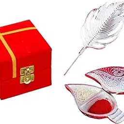 Silver Morpankhi tilak stick with Sindoor Dani in gift boxfor Wedding | Pooja Articles Gifting Kumkum Box - Multi-Purpose gifting set (Sindoor Dibbi) Rakshabandhan Special 4 INCH-picture-18