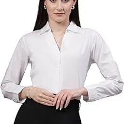style quotient Women White Classic V-Neck Formal Shirt-picture-43