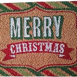 Wyldy Natural Coconut Coir Backed Door Mat Merry Christmas Santa Claus Printed Decorations Doormats Thick Entryway Rug with Anti Skid for Indoor, Outdoor,Home and Office - 60 x 1.5 x 40 cm (Beige)-picture-64