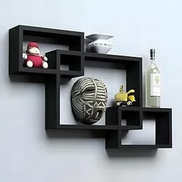 "Set of 3 Black Wooden Wall Mounted Shelves – Decorative Wall Racks for Living Room & Home Décor-picture-24